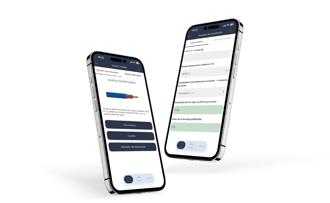 Pantallas de CableApp con información técnica